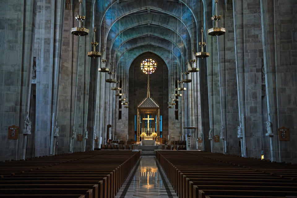 The Roman Catholic Archdiocese of Baltimore's Cathedral of Mary Our Queen. (Brendan Smialowski / AFP via Getty Images file)