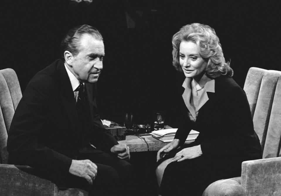 Former President Nixon with Barbara Walters