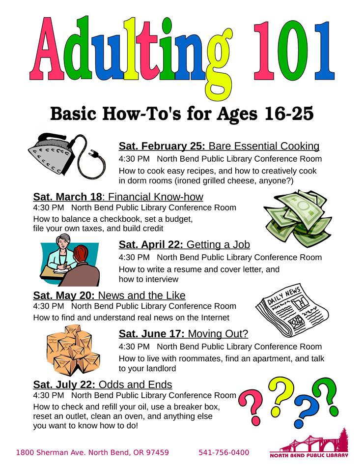 Adulting 101: A must-see for all Millennials (North Bend Public Library)