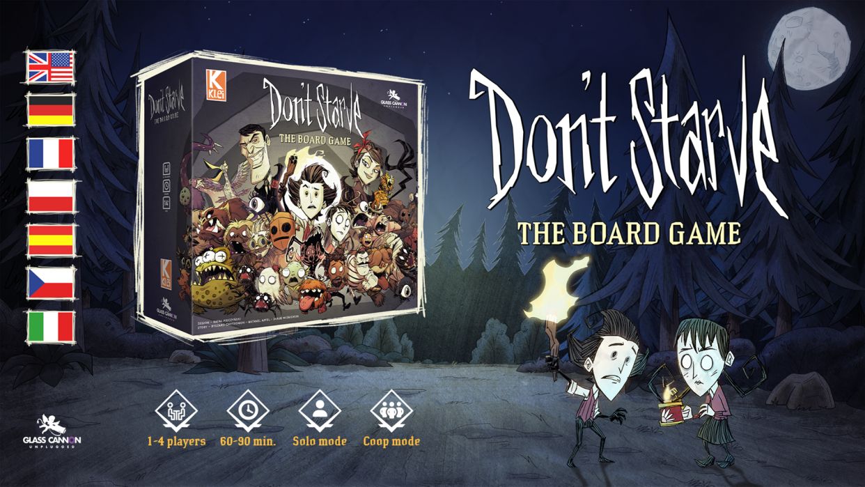 Don't Starve The Board Game promotional image showing the box mock-up of the game. 