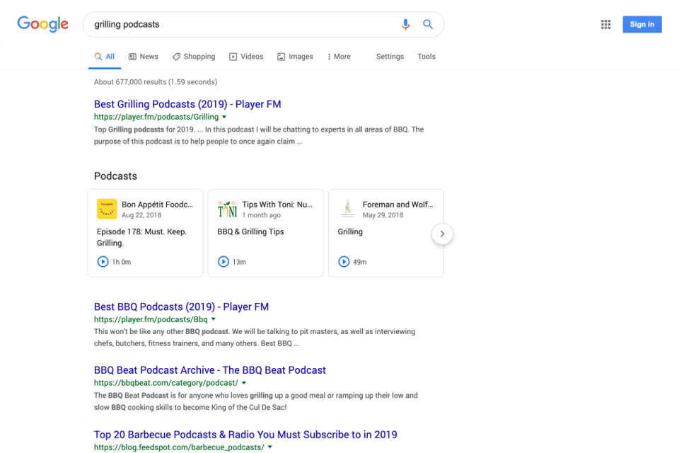 Google Search Podcasts