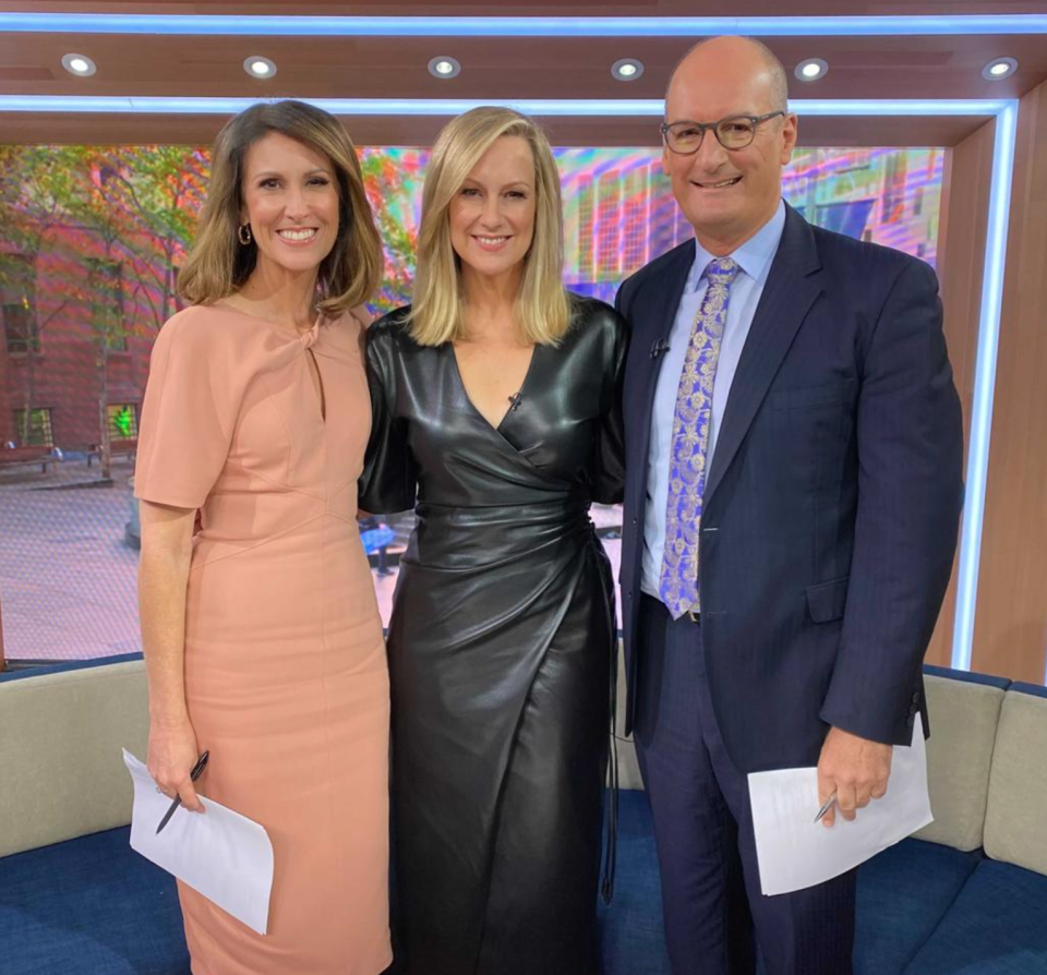 Former Sunrise host Melissa Doyle alongside Nat Barr and David Koch