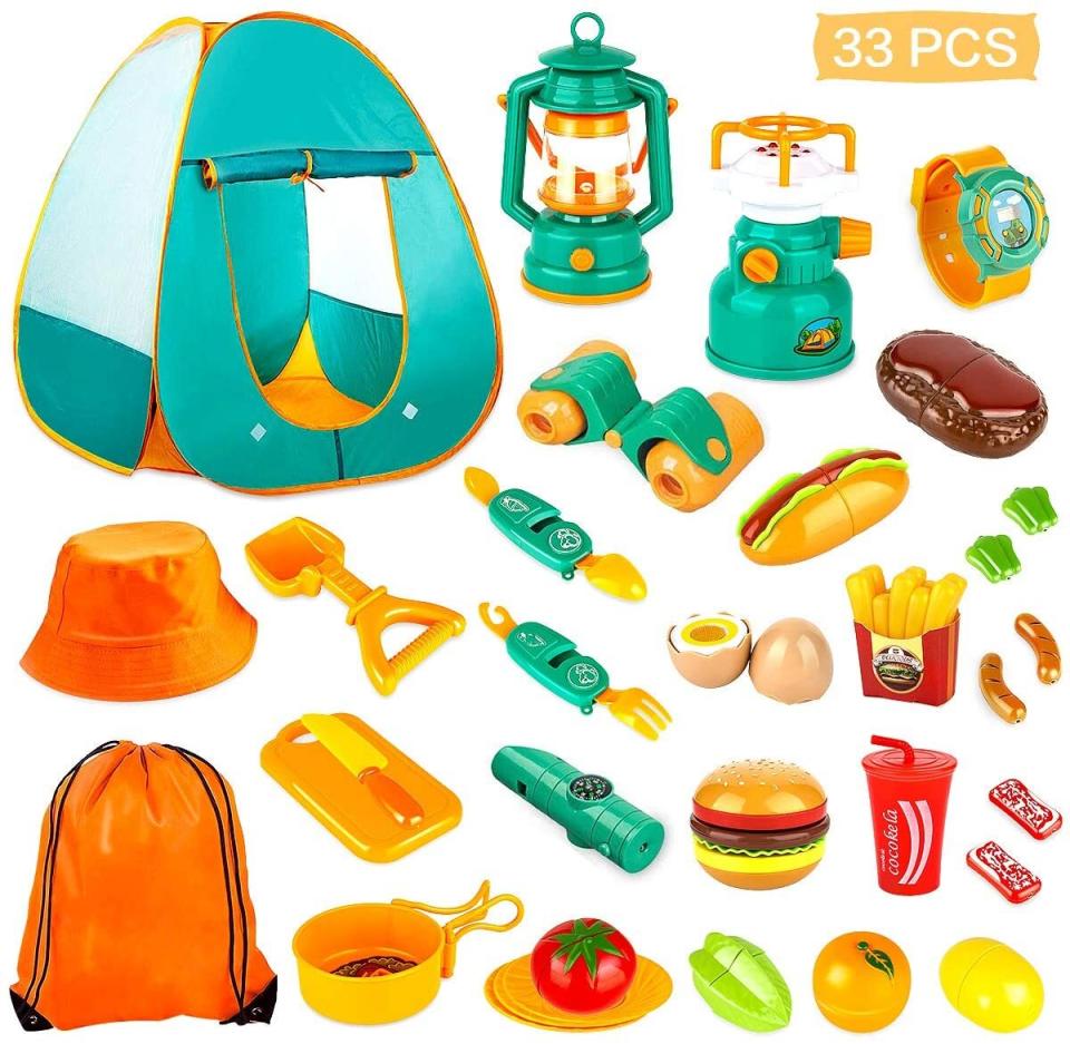 It features a pop-up tent and gear (including an actual working lantern) that's sure to turn the little ones into expert glampers and indoor park rangers.<br /><br /><i>For ages 3+ years</i><br /><br /><strong><a href="https://www.amazon.com/KAQINU-Camping-Outdoor-Pretend-Toddler/dp/B07TC3DCQL?&amp;linkCode=ll1&amp;tag=huffpost-bfsyndication-20&amp;linkId=bed46f781a19ce0fddca1b12024946bc&amp;language=en_US&amp;ref_=as_li_ss_tl" target="_blank" rel="noopener noreferrer">Get it from Amazon for $28.99.</a></strong>