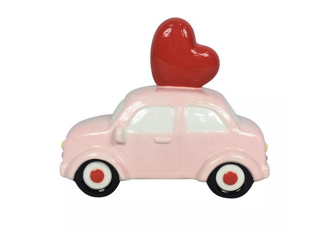 Spritz 5.25" Ceramic Valentine's Day Car Pink 
