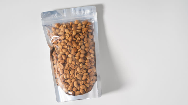 shelled peanuts in clear bag