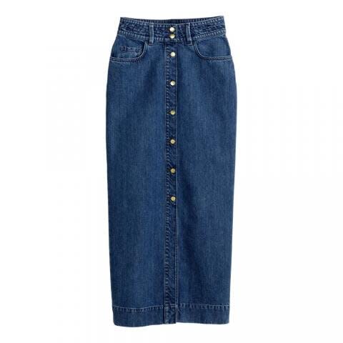 Button-Front Denim Skirt