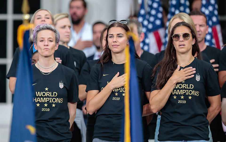 With the Olympics pushed back to 2021, what does the future hold for USWNT stars like Megan Rapinoe, Alex Morgan and Carli Lloyd? (Vincent Carchietta-USA TODAY Sports)