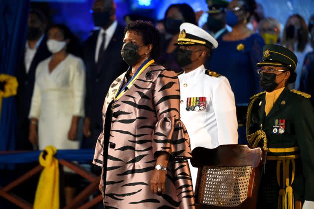 President Sandra Mason attends the presidential inauguration ceremony at Heroes Square on Nov. 30 in Bridgetown, Barbados. (Photo: Jeff J Mitchell via Getty Images)