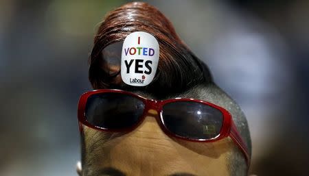 A Yes campaigner pictured at the count centre in Dublin as Ireland holds a referendum on gay marriage May 23, 2015. REUTERS/Cathal McNaughton