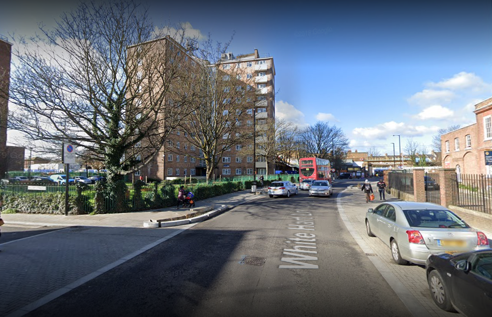 The police officer was struck by a car on White Hart Lane (Picture: Google)