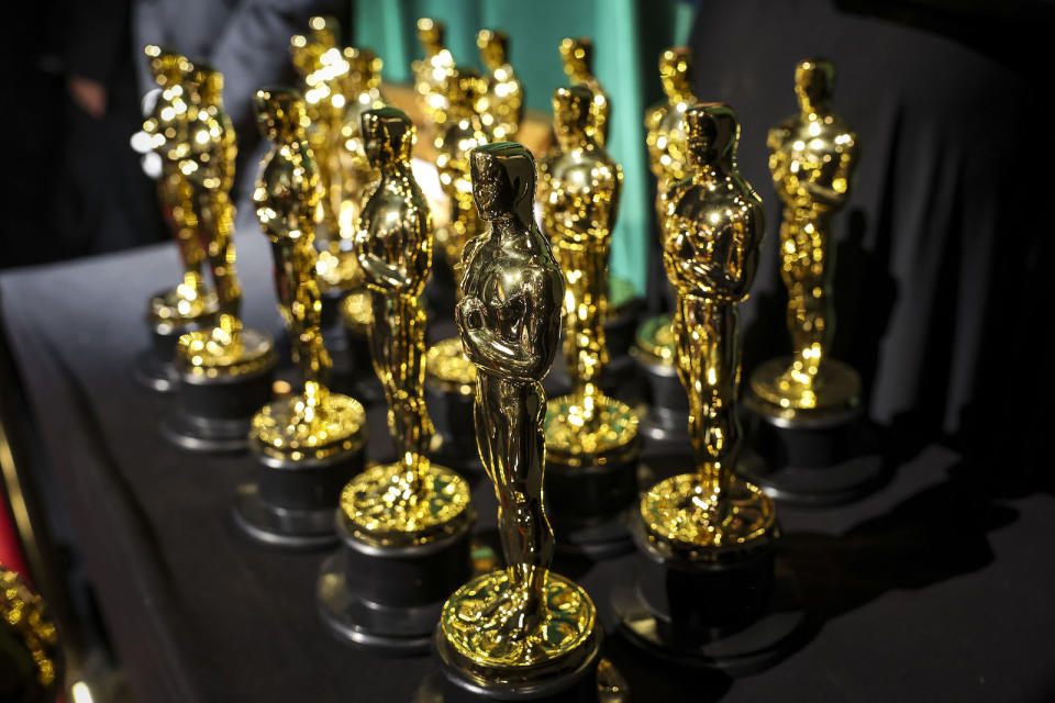 HOLLYWOOD, CA - MARCH 12: Oscar statues, backstage at the 95th Academy Awards at the Dolby Theatre on March 12, 2023 in Hollywood, California. (Robert Gauthier / Los Angeles Times)
