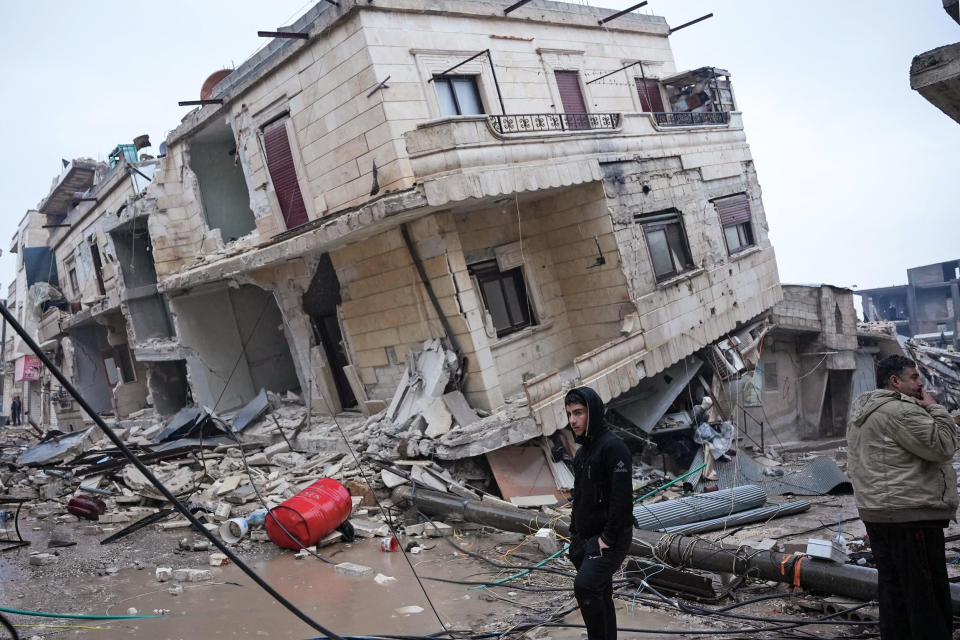 A collapsed building in Jandaris in the rebel-held area of Syria's Aleppo province.  (Rami Al Sayed / AFP - Getty Images)