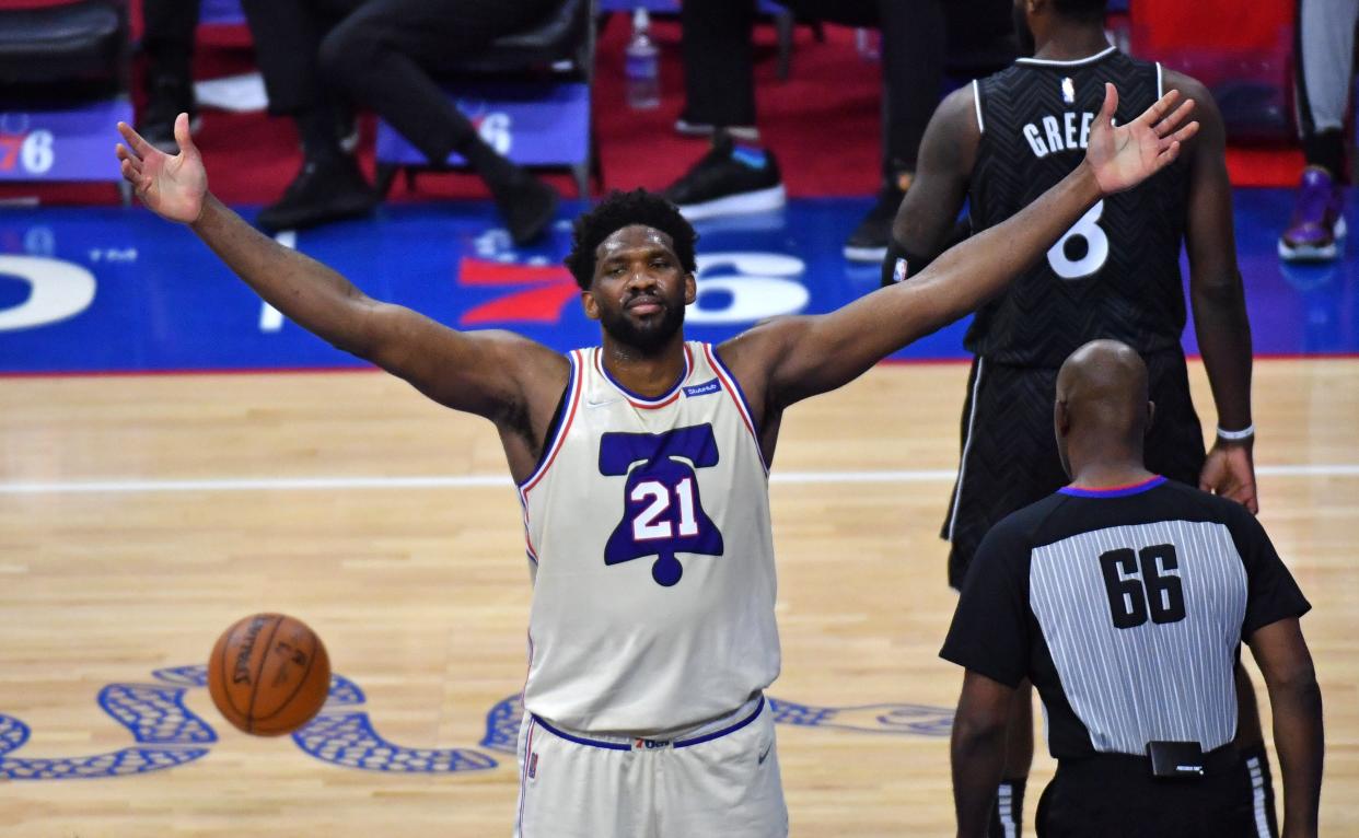 76ers center Joel Embiid is averaging a career-high 29.9 points a game and has dominated on both ends of the court.