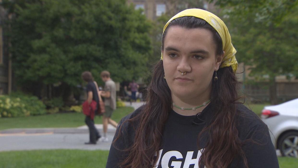 Terra Carter, a student at the University of King's College, has experienced homelessness and now helps other students in the same situation. (Eric Woolliscroft/CBC - image credit)