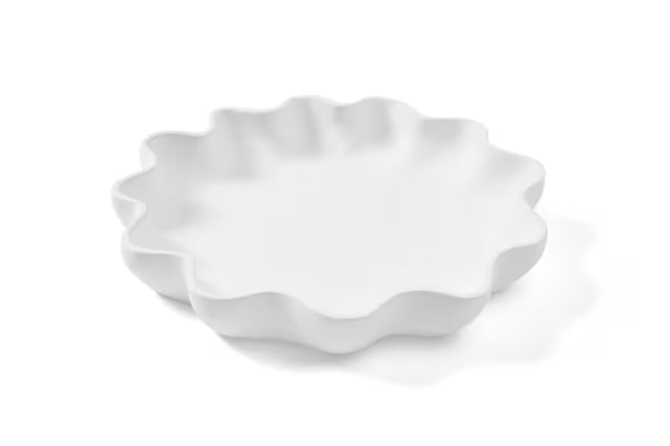 Kmart wave shaped bowl in white on white background.