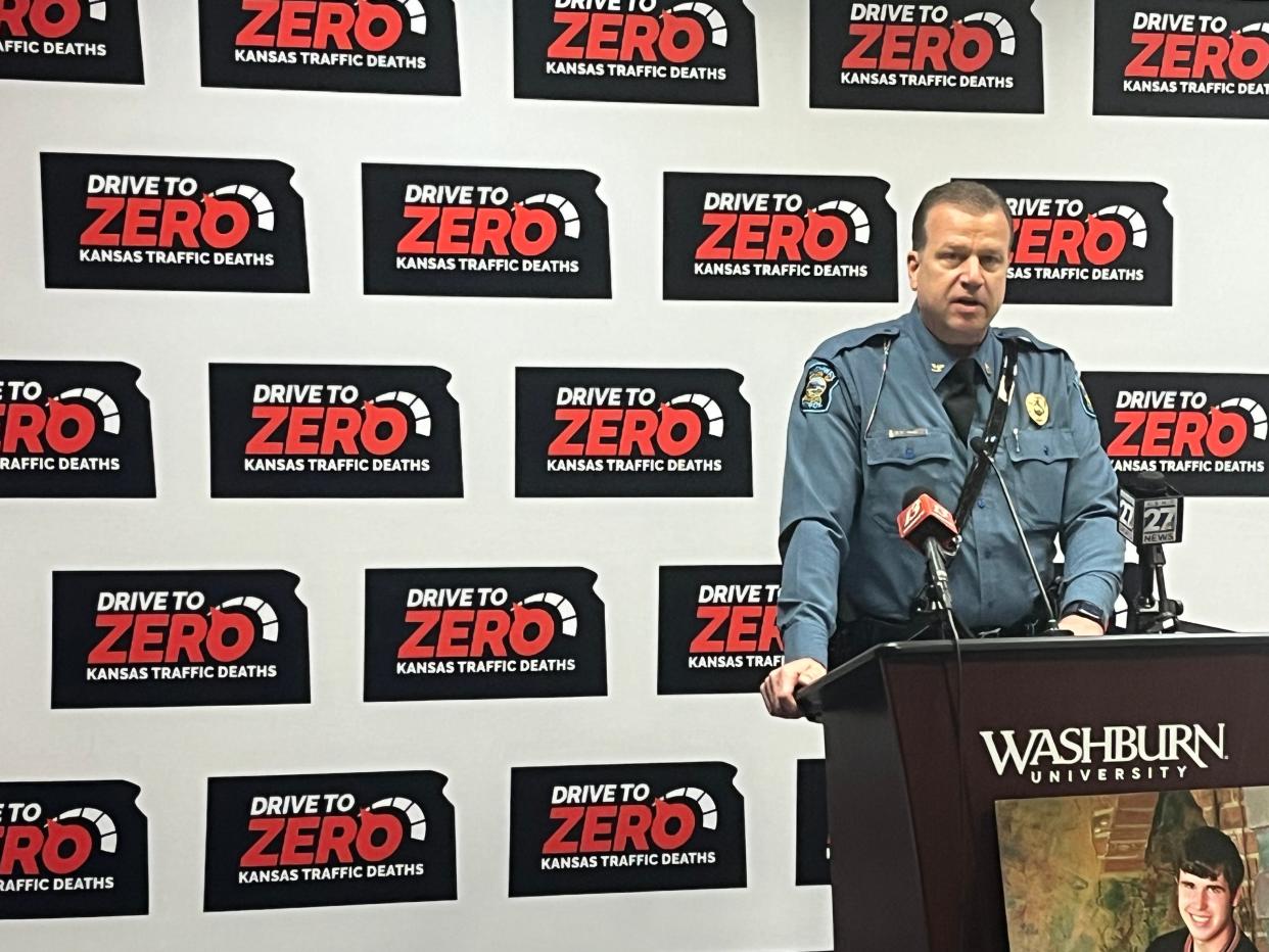 Col. Erik Smith, the Kansas Highway Patrol superintendent, joined the Wednesday announcement at Washburn University of a "Drive Sober or Get Pulled Over" campaign during the holiday season.