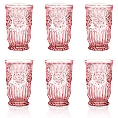 Pink Vintage drinking glasses (Set of Six)