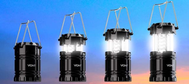 Vont LED Camping Lanterns Black Collapsible Batteries Included (2 Pack)