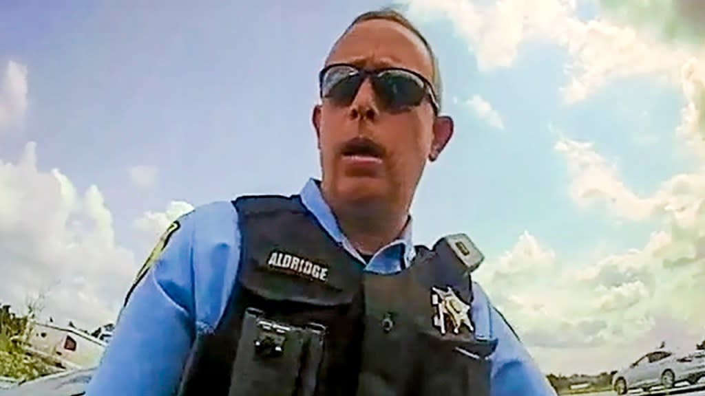 This still image from a deputy’s body camera video provided by the Camden County Sheriff’s Office shows Staff Sgt. Buck Aldridge following a chase and arrest on June 24, 2022. Aldridge was placed on administrative pending an investigation after he fatally shot Leonard Cure on Oct. 16 in Camden County, Georgia, at point-blank range during a traffic stop. (Photo: Camden County Sheriff’s Office via AP)