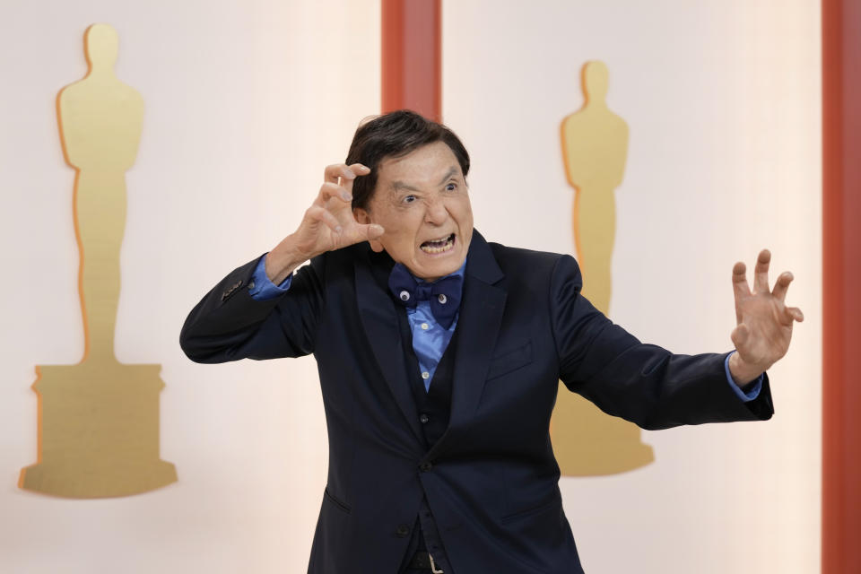 James Hong arrives at the Oscars on Sunday, March 12, 2023, at the Dolby Theatre in Los Angeles. (AP Photo/Ashley Landis)