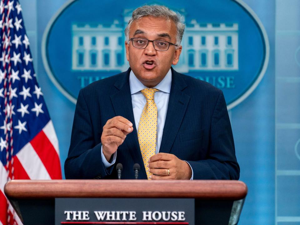 White House Covid Response Coordinator Ashish Jha speaks at a press briefing at the White House in Washington, Friday, July 22, 2022.