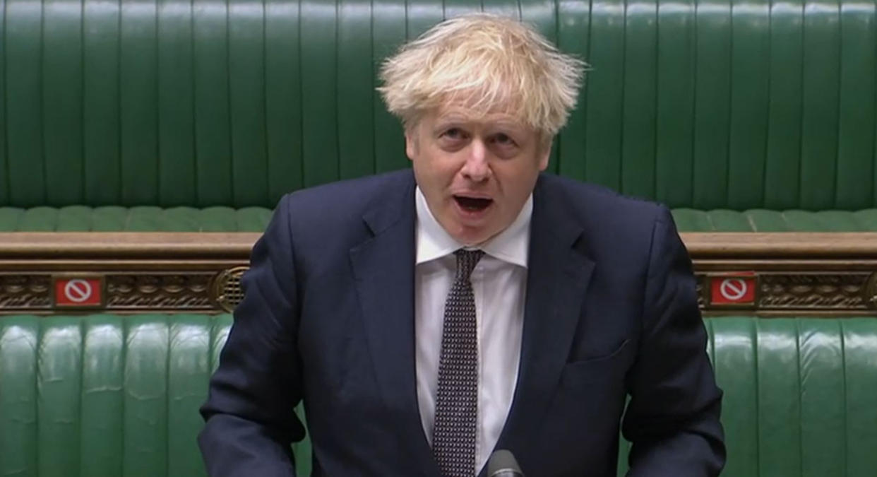 Prime Minister Boris Johnson speaks during Prime Minister's Questions in the House of Commons, London. (Photo by House of Commons/PA Images via Getty Images)