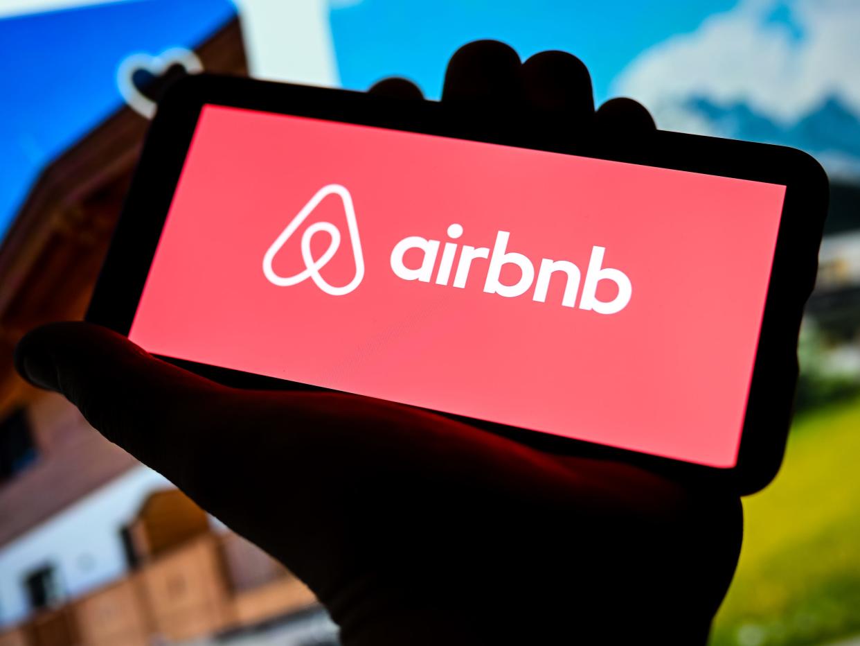 An Airbnb logo seen displayed on a smartphone.