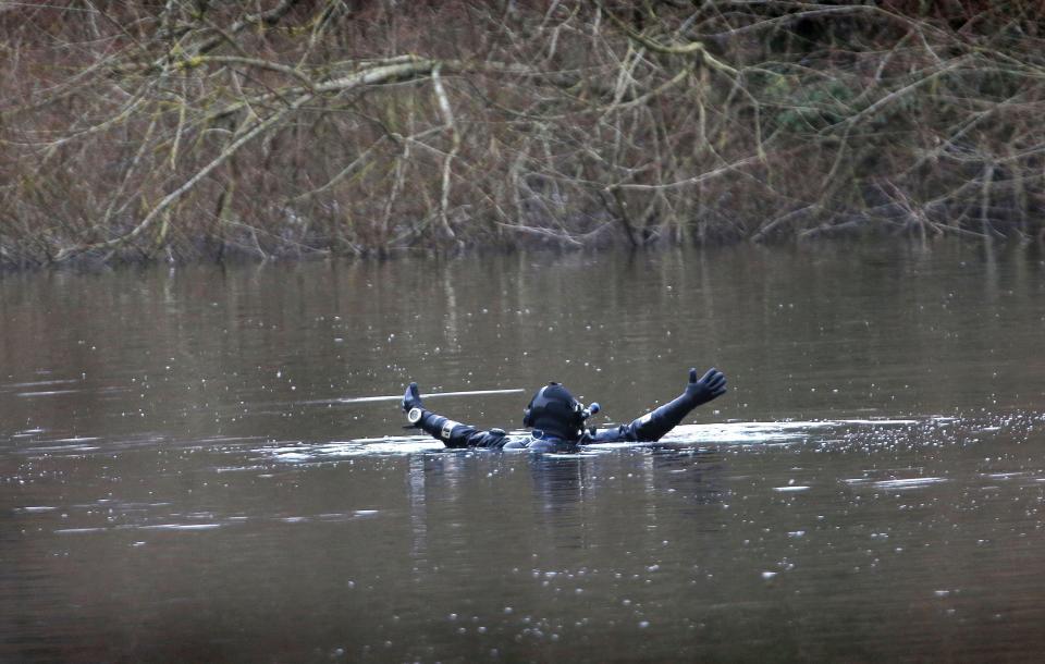 A diver from the underwater search team throws his arms wide as he searches the River Wesum to find clues to solve the mystery of the disappearance of Gaynor Lord. Gaynor Lord (55) was last seen on Friday (December 8th). She was captured on CCTV rushing across Norwich and visiting the Cathedral. Some of her possessions were found by members of the public in Wensum Park and a woman fitting her description was seen doing yoga poses there as the light faded. Police believe there is a high possibility that Ms. Lord went into the River Wensum that runs through the park and are focusing their search