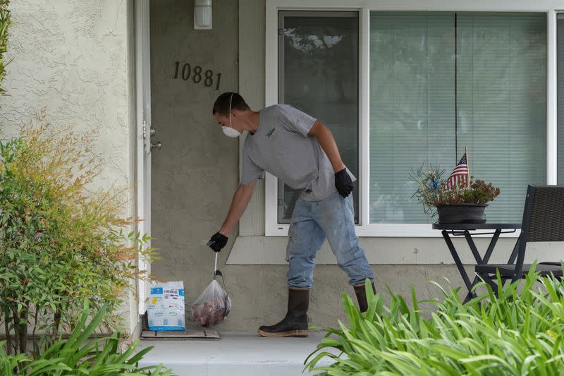 Fish delivery goes door to door during the coronavirus disease outbreak