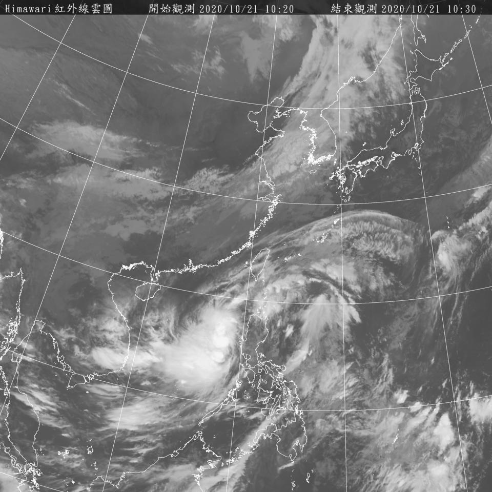 目前輕颱沙德爾中心位置在北緯16.0度，東經118.8度，以每小時11公里速度，向西北西進行。   圖：中央氣象局/提供