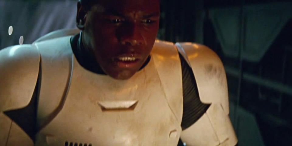 star wars episode vii trailer finn in stormtrooper uniform