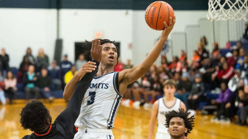 St. Augustine's Elijah Brown shoots during the boys basketball game between Eastside and St. Augustine played at St. Augustine Prep in Richland on Tuesday, January 3, 2023.  