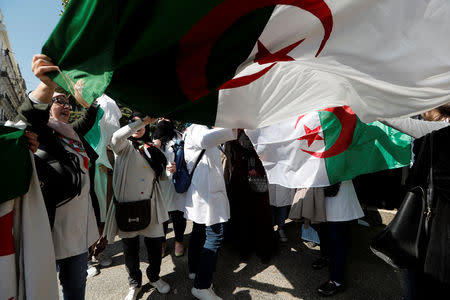 Teachers and students take part in a protest demanding immediate political change in Algiers, Algeria March 13, 2019. REUTERS/Zohra Bensemra