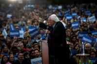 Democratic U.S. presidential candidate Senator Bernie Sanders speaks an outdoor campaign rally in Austin