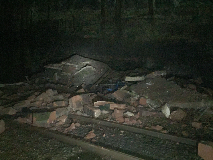 Rubble was strewn all over the tracks (PA)