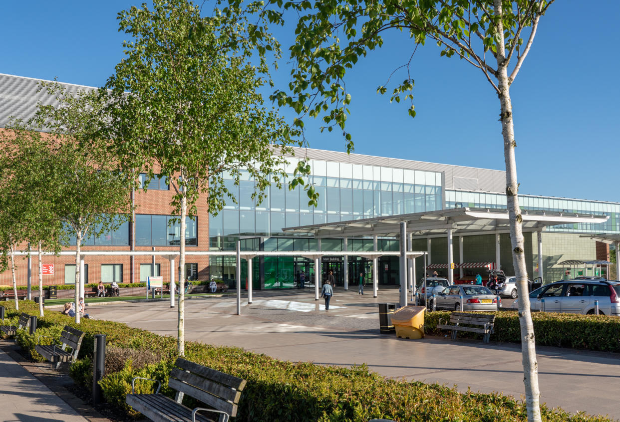 STOKE ON TRENT, UK -  MAY 14, 2018: Entrance to Royal Stoke University Hospital in Stoke on Trent, UK