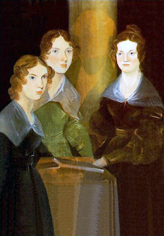 From left to right: Anne, Emily and Charlotte. Branwell used to be between Emily and Charlotte, but subsequently painted himself out.