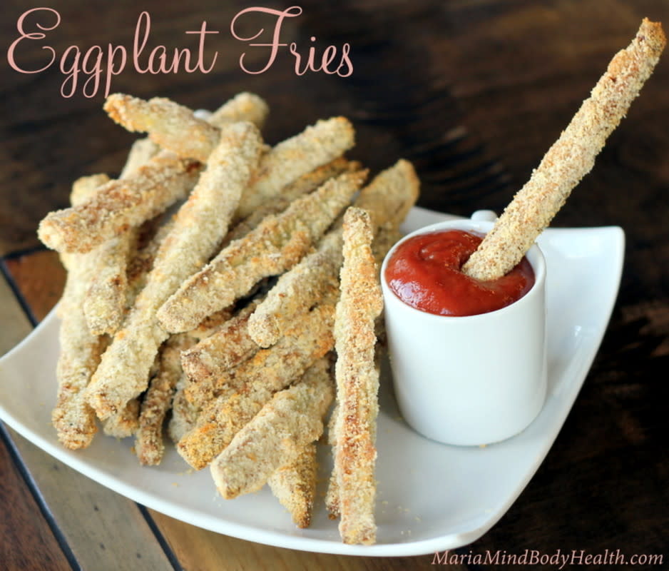 <p>Maria Mind Body Health</p><p>If you're looking for new ways to use eggplant, try these tasty, low-carb eggplant fries!</p><p><strong>Get the recipe: <a href="http://mariamindbodyhealth.com/eggplant-fries/" rel="nofollow noopener" target="_blank" data-ylk="slk:Eggplant Fries;elm:context_link;itc:0;sec:content-canvas" class="link ">Eggplant Fries</a></strong></p><p><strong>Related: <a href="https://parade.com/1171288/parade/low-carb-recipes/" rel="nofollow noopener" target="_blank" data-ylk="slk:Best Low-Carb Recipes;elm:context_link;itc:0;sec:content-canvas" class="link ">Best Low-Carb Recipes</a></strong></p>