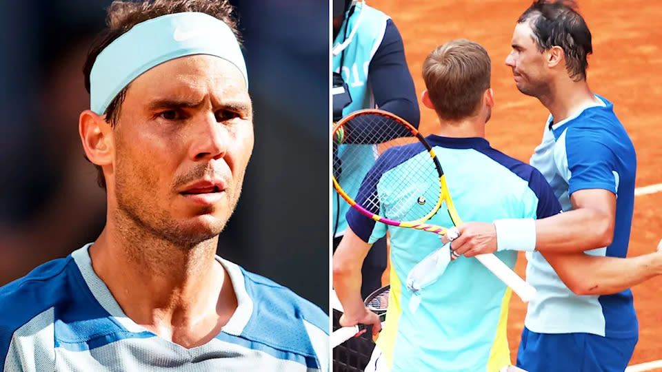 Rafa Nadal saved four match points to beat David Goffin at the Madrid Open. Image: Getty
