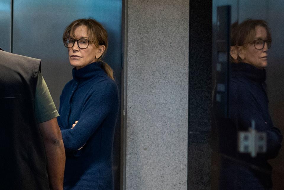 Actress Felicity Huffman is seen inside the Edward R. Roybal Federal Building and U.S. Courthouse in Los Angeles, on March 12.