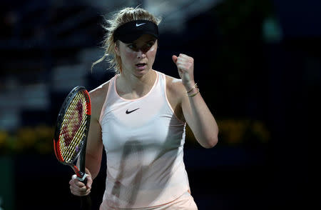 Dubai Duty Free Tennis Championships - Final - Dubai, United Arab Emirates - February 24, 2018. Elina Svitolina of Ukraine in action against Daria Kasatkina of Russia. REUTERS/Christopher Pike