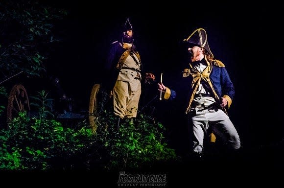 Simon Kenton leads his men in battle against Shawwnee warriors near present day Portsmouth Ohio.