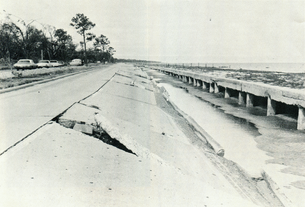 Severe Pavement Damage of Eastbound Lanes of U.S. Highway 90 From Hurricane Camille, 1969