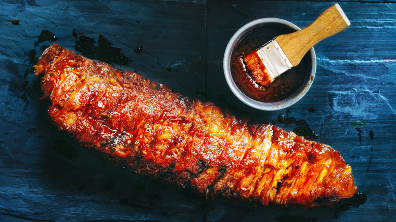 Barbecue pork ribs with glaze.