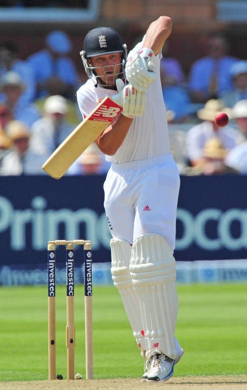 England's Jonathan Trott bats against Australia during play on the first day of the second Ashes cricket test match at Lord's cricket ground in London, on July 18, 2013. England were 289 for seven at stumps on the first day