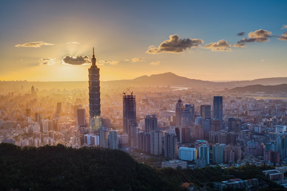 A cityscape panorama of Taipei.