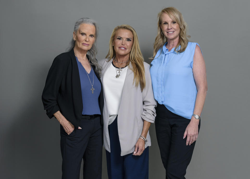 Denise Brown, from left, Dominique Brown, and Tanya Brown pose for a portrait to promote the docuseries "The Life & Murder of Nicole Brown Simpson" on Wednesday, May 29, 2024, in New York. (Photo by Christopher Smith/Invision/AP)