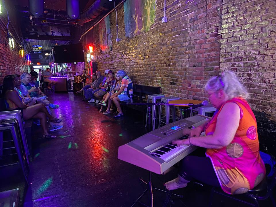 LaLa Craig plays her keyboard and sings for guests at Kinkead's downtown for the Riverfront Blues Society blues fest.