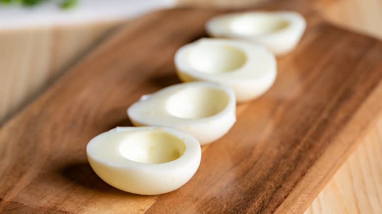 boiled egg white halves