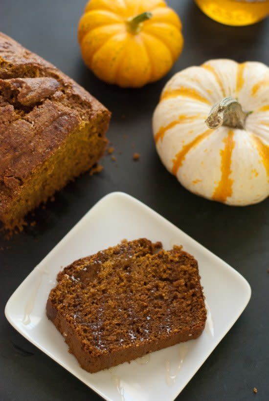 <strong>Get the <a href="http://cookieandkate.com/2011/whole-wheat-pumpkin-bread/" target="_blank">Honey Whole Wheat Pumpkin Bread recipe</a> from Cookie + Kate</strong>